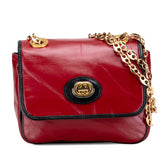 グッチ インターロッキングG チェーン ショルダーバッグ ハンドバッグ 576423 レッド ブラック レザー レディース GUCCI 【中古】